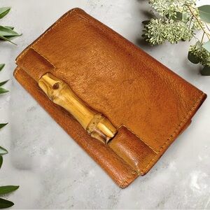 Vintage Gucci Bamboo Leather Key Holder in Cognac
